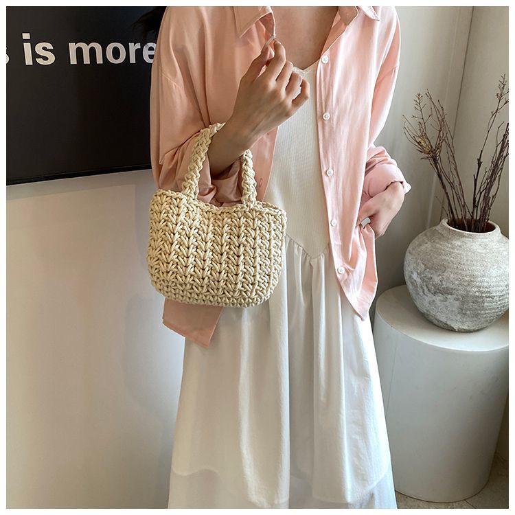 Handmade Straw Woven Women's Handbag - Trendy Ladies Net Red Bag