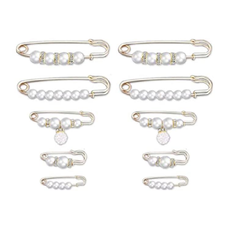 

10 Pcs Fashion pearls Brooch Cardigan Collar Brooch clip Artificial pearls Brooch Fashion Sweater Shawl Clip Enduring 1
