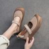 Johnature Casual Thick Soled Shoes Round Toe Genuine Leather Comfortable Women's Flat Platform Shoes