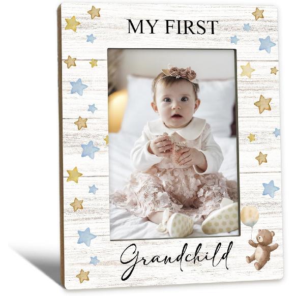 First Granddaughter Gifts Picture Frame 4x6, First Time Grandparents Gifts Photo Frame, New Baby Gift for Grandparents, New Grandparent Gift Wooden