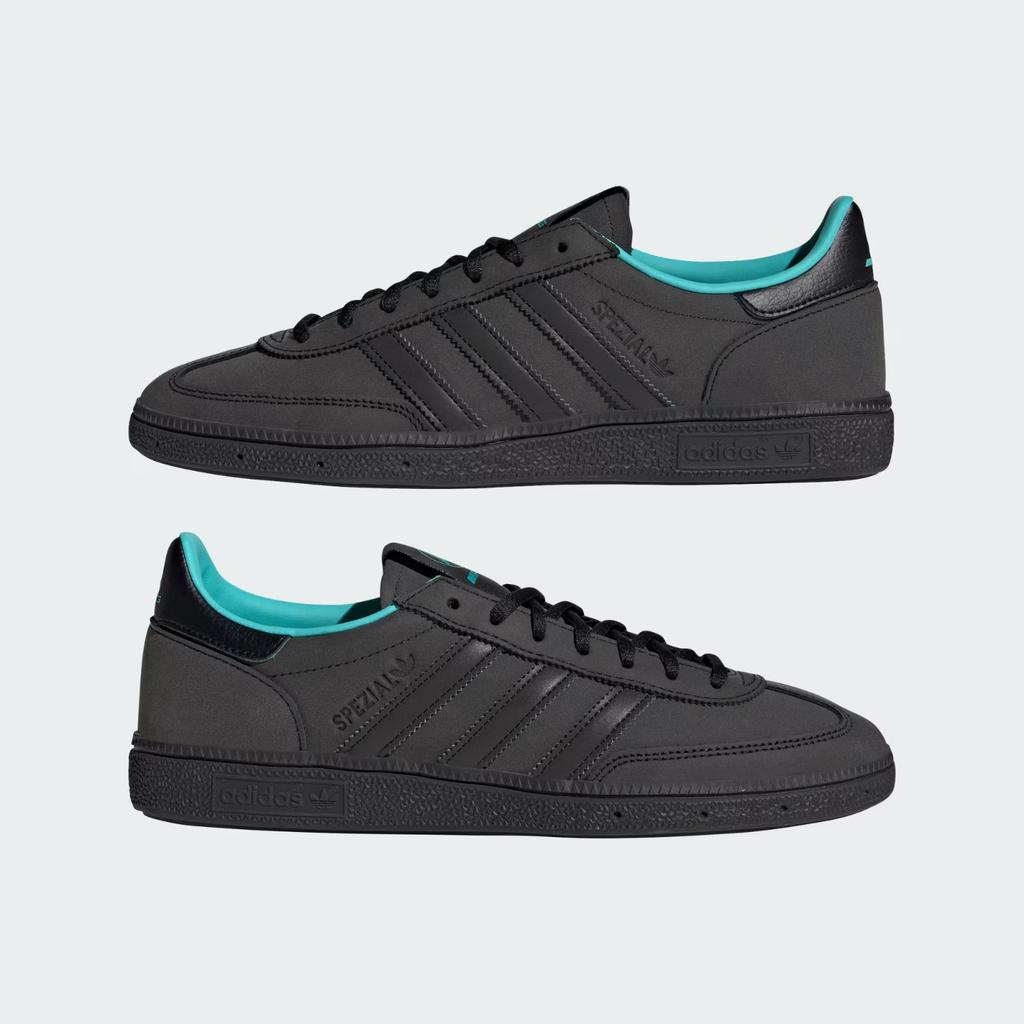 KJ1195 Mercedes AMG Adidas Handball Spezial Core Black Semi Mint Rush (Men's)