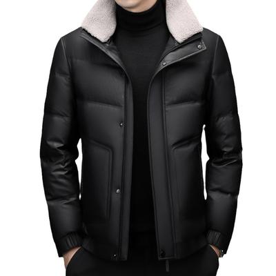 Doudoune Épaissie Veste en Cuir Veste Courte pour Homme d'Âge Moyen et Âgé Veste Ample