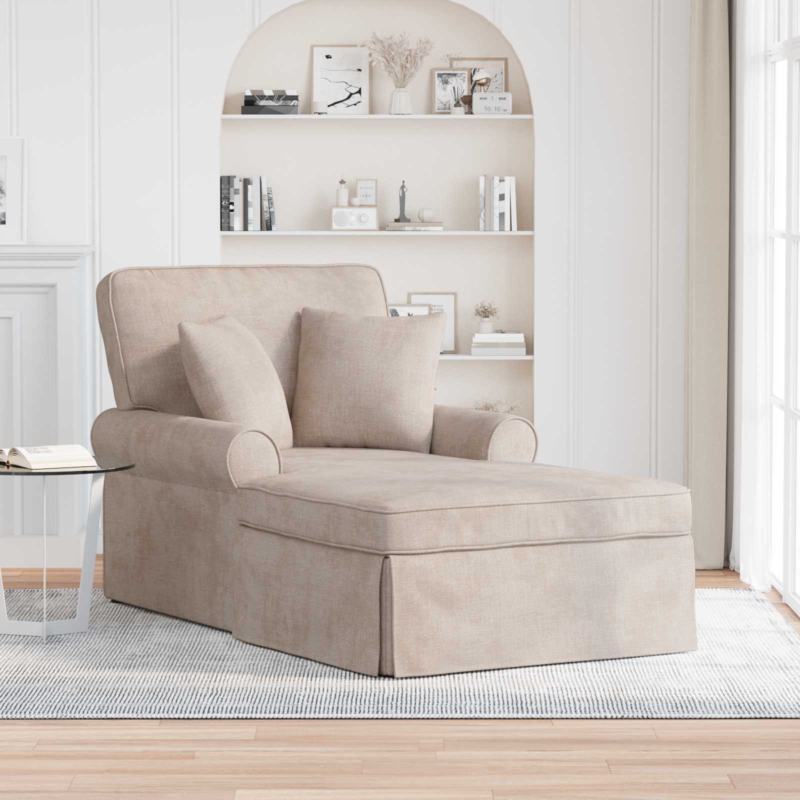 Beige ARES Chaiselongue mit Schaukelfunktion und Kissen 157 x 91 x 91 cm ARES