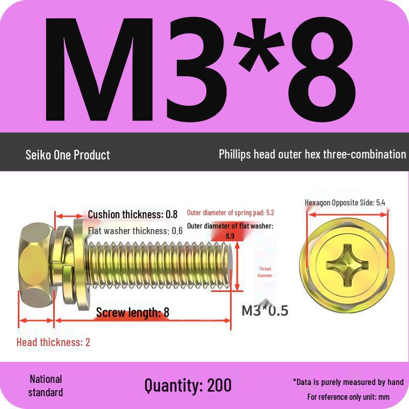 Hexagon Head Combination Screw Bolt Set with Washer and Spring Washer