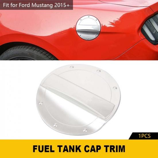 Door Gas Cap Bezel Fuel Filler Door Cover Trim for Ford Mustang 2015- Silver