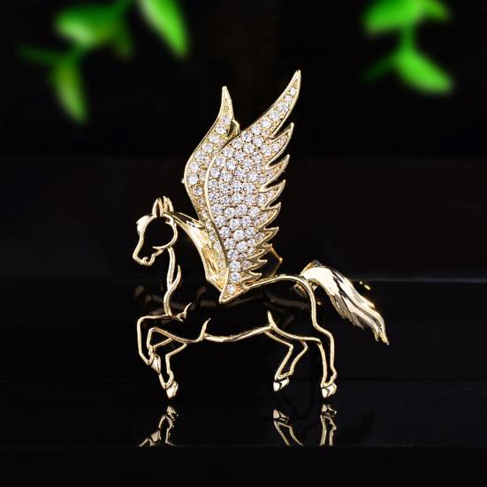 Koń Broszka Inkrustowana Cyrkoniami Latający Koń Przypinka Trójwymiarowy Wzór Konia Sweter Szalik Sukienka Odznaka Dodatek Biżuteryjny