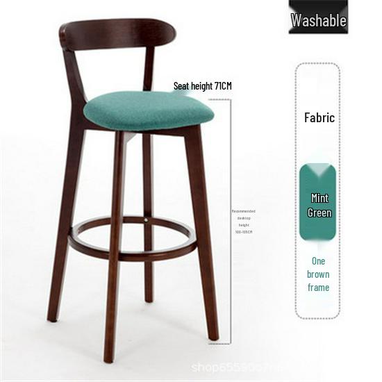 Nordic Solid Wood Modern Bar Stool with Backrest