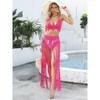 Women's Beach Skirt Women's Pure Hand Hook Long Fringe Splicing Drawstring Strap Adjustable Skirt