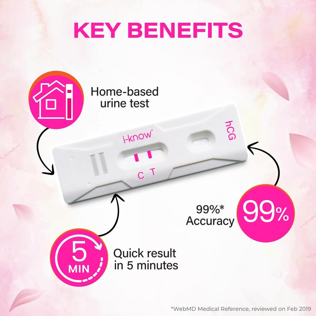 i Know Pregnancy Test Kit Pack of 3 99% Accurate 5 Min Home Urine HCG Hormone Detection
