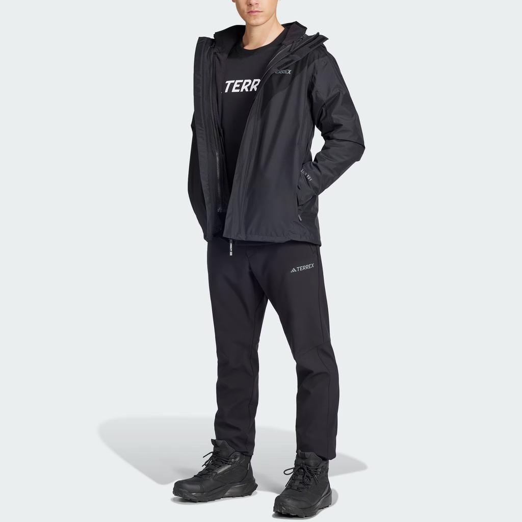 Adidas Xploric Outdoor Fleece Liner Three-In-One Sports Waterproof Windproof Jacket Men Jacket Black IX5628