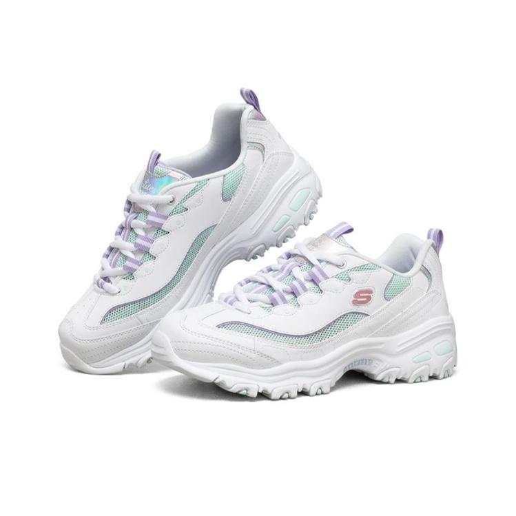 Skechers DLites 1.0 Mesh Fabric Sweet Pea Shock Absorbing Durable Breathable Low Top Dad Shoes Women Sneaker Light-Green 66666295-WAQ