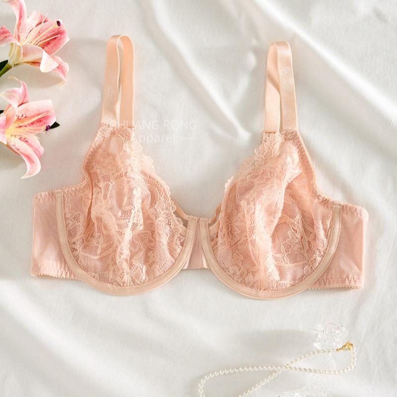 Fat Girl with Steel Ring Large Size Underwear Thin Style Large Chest Small Bra Full Cup Anti-sagging Side Breast Bra