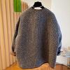 Women's Autumn Winter Tweed Collarless Woolen Coat Loose Padded Causal Outerwears
