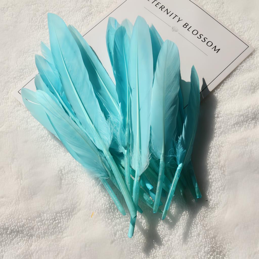 100Pcs Blue Goose Feathers 10-15cm Natural Dyed Feather for Wedding Decoration Party DIY Crafts Halloween Costume Supplies