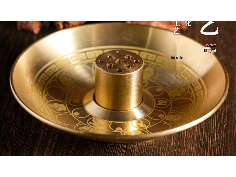 Brass Zen Incense Holder - Nine-Hole Copper Plate for Household Offerings