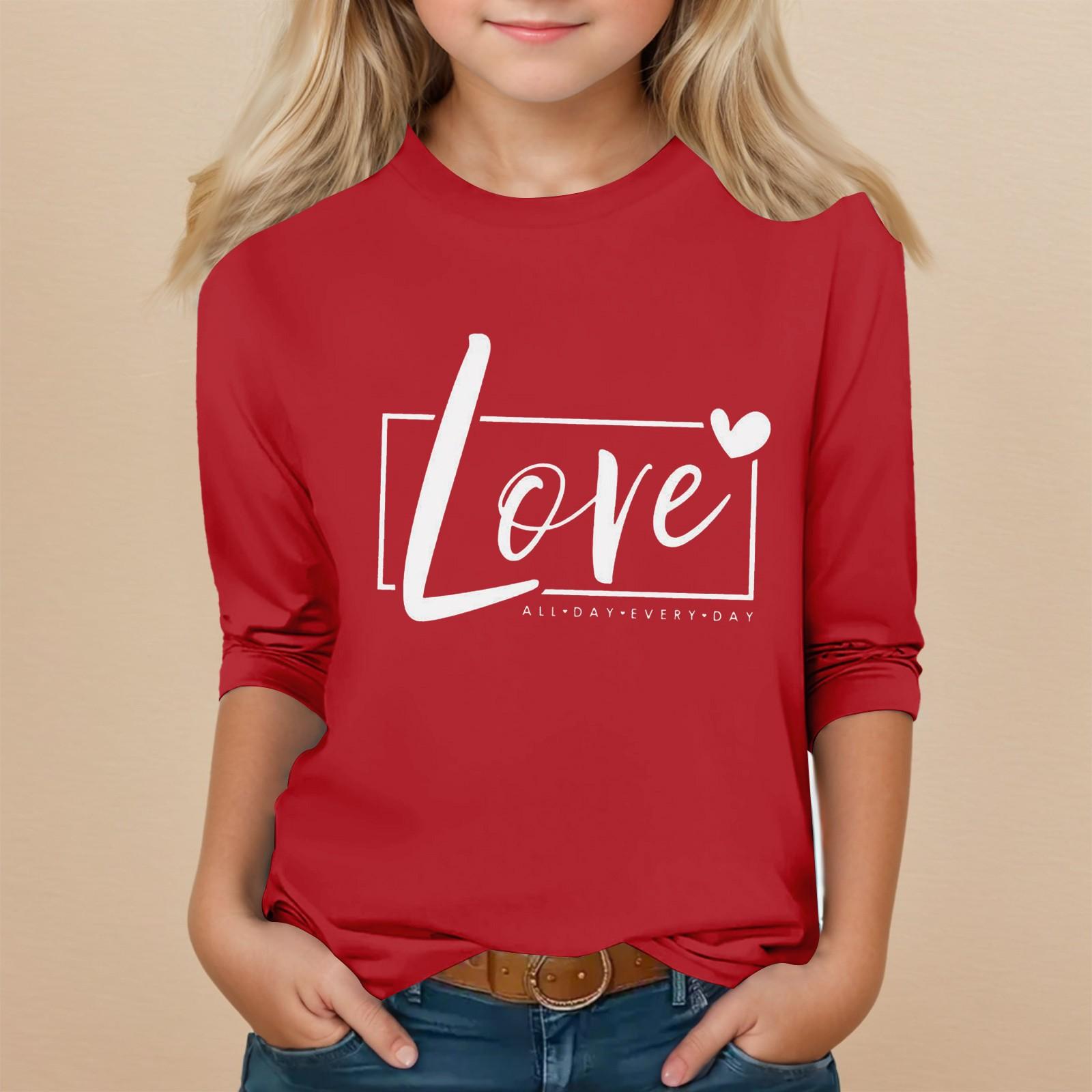 

Детский топ с круглым вырезом и рукавами, на каждый день с принтом ко Дню святого Валентина L винный