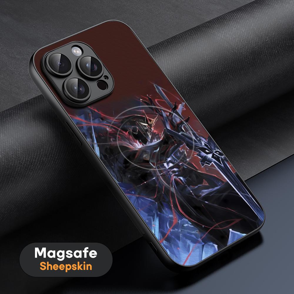 

Cool Genshin Impact Capitano Phone Case For iPhone 17 16 15 14 13 12 11 Plus Pro Max High-end Luxury Magsafe Sheepskin iPhone 11