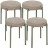 Stackable Stools, Set of 4, Round, Padded Seat, No Backrest, 45 x 45 x 47.5 cm, Brown