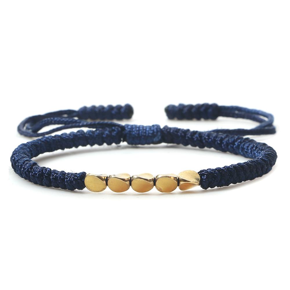 Handmade Tibetan Copper Bead Thread Braided Bracelet Red Lucky Rope Prayer Wristband Bracelets for Men Women Ethnic Jewelry Gift