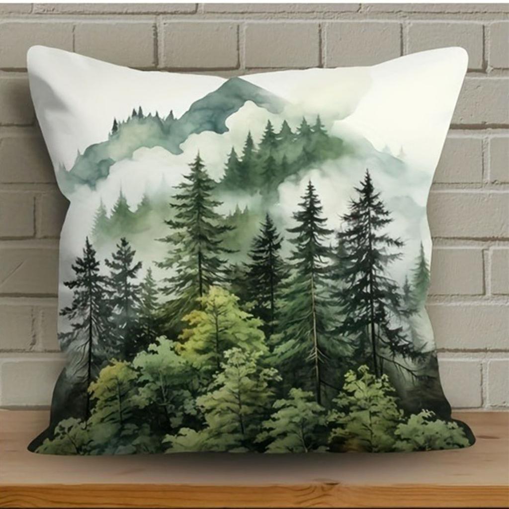 Colorful Peaceful Forest Landscape Printed Pillowcase, Home Decoration Pillow, Living Room Sofa Decoration Pillowcase