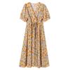 V-ausschnitt Elegante Abend Lange Party Kleider Mode Chic Floral Strand Kleid Casual Kurzarm Print Sommer Kleid Robe 22205
