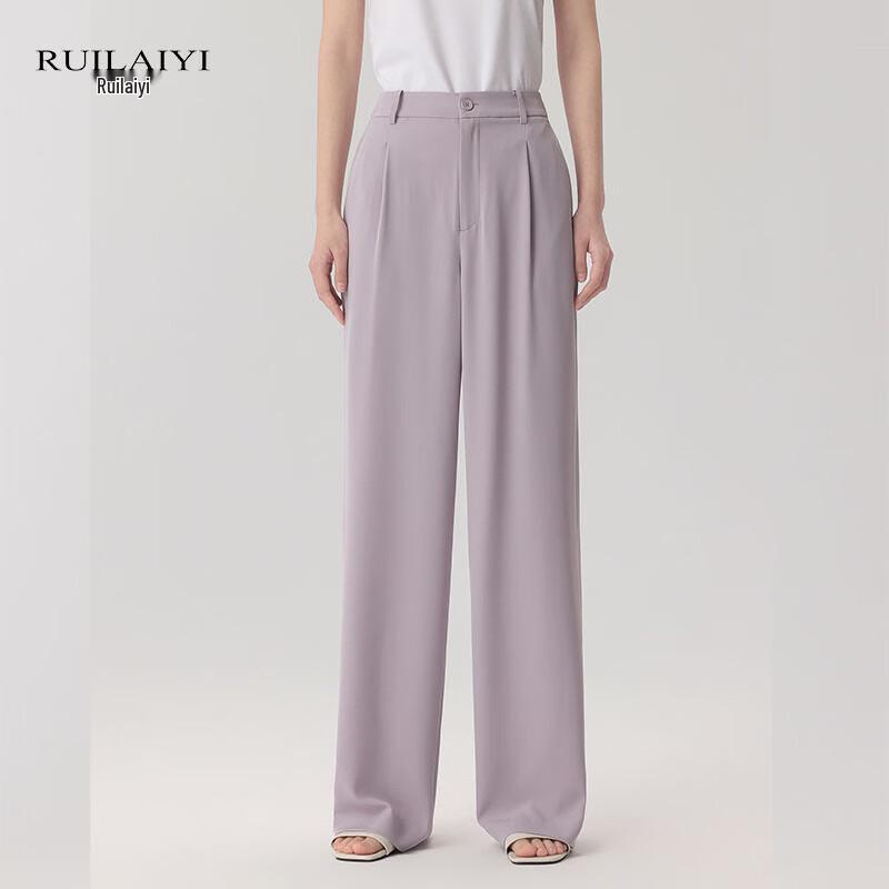 RUILAIYI Women's Solid High-Waist Drape Wide-Leg Long Pants DH051