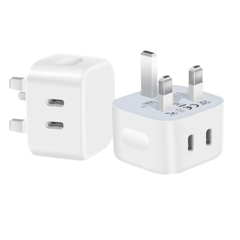 Hot Selling Pd20w Charger Suitable for Samsung Apple 15 Charger 20w British Standard Dual C Port Plug Fast Charging