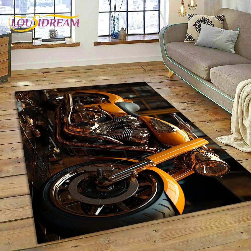 Motocross Modern retro Motorcycle Rug Carpet for Living Room Bedroom Home Decor,Floor Mat Non-slip Decoration for Sofa Doormat