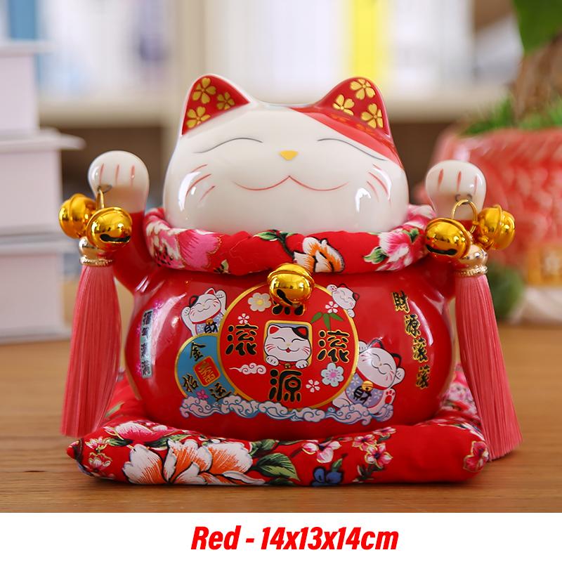 6 Inch Ceramic Maneki Neko Figurine Fortune Cat Money Box Colored Cat Piggy Coin Bank Home Decoration Gift Feng Shui Ornament
