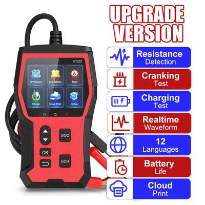 Tester Inteligent Baterie Auto 12V 24V BT207 Detector Baterie Auto Afișaj Digital LCD Instrument de Diagnosticare Imprimare Cloud Accesorii Auto