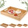 Bamboo Serving Tray with Handles, Tabletop Countertop Tea Coffee Breakfast Tray, Organizer Storage Container for Kitchen Bedroom