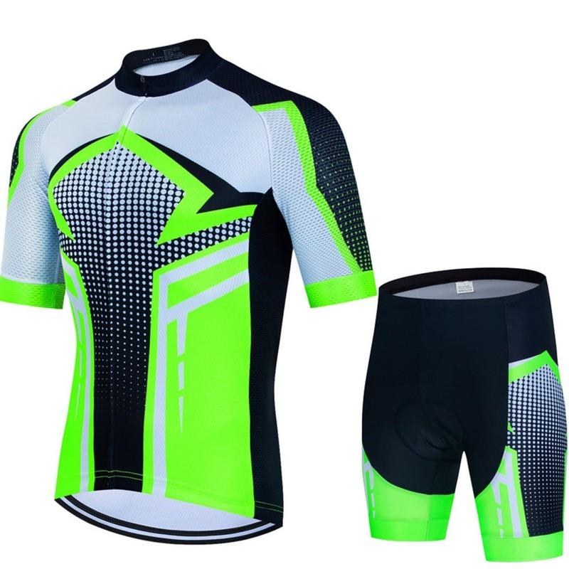 Mens Quick-Dry Breathable Cycling Jersey Shorts Set Road Bike Riding
