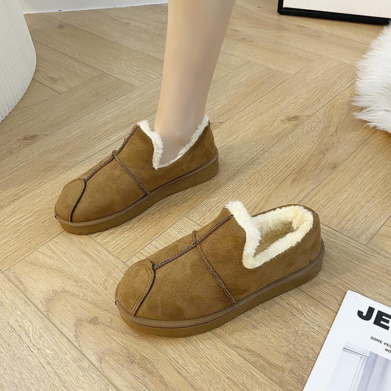 Snow boots women's winter short boots velvet women's boots thermal shoes casual lazy flat cotton shoes women