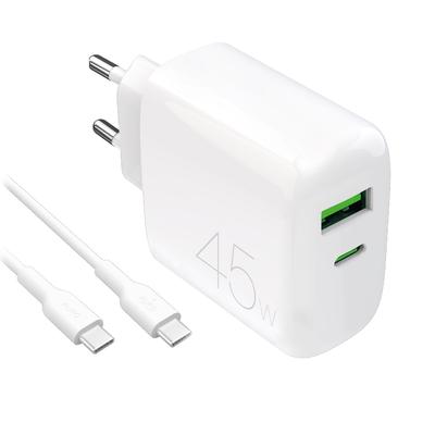 Ładowarka Sieciowa USB-C USB-A PD Z Kablem USB-C 45W - Biała