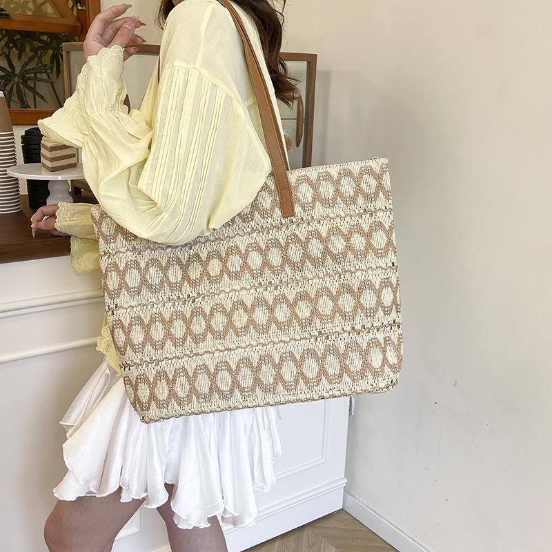Ethnic Style Woven Bag Large-capacity Pattern Canvas Bag Student Hand-held New Korean Version Tote Bag Commuter Tote Bag