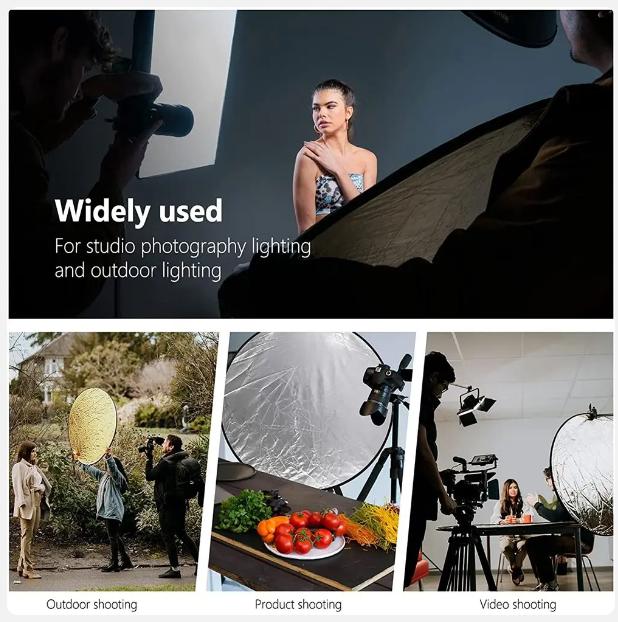 Diffuseur de lumière portable 5 en 1 pour studio photo d'extérieur, 60 cm, 80 cm, 110 cm, réflecteur pliable