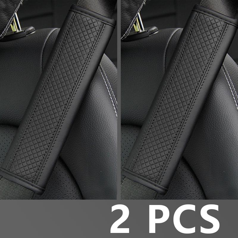1/2Pcs PU Leather Car Seat Belt Shoulder Cover Embossed Safety Belt Protective Cover Comfortable Embroidered Auto Seatbelt Trim
