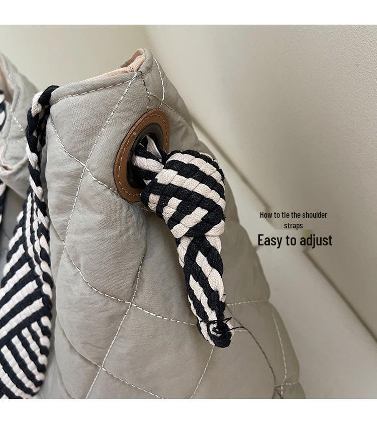 Damen Argyle Baumwollgepolsterte Tragetasche — Große Kapazität Herbst/Winter Schultertasche