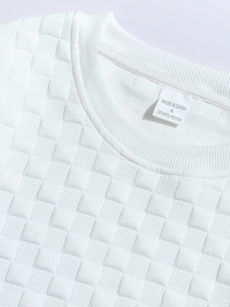 Autumn Winter Slim Round Collar Long Sleeve Square Checker Personality Wind Casual Bottom Shirt Men's Comfortable Fit Skin-friendly Breathable Tops
