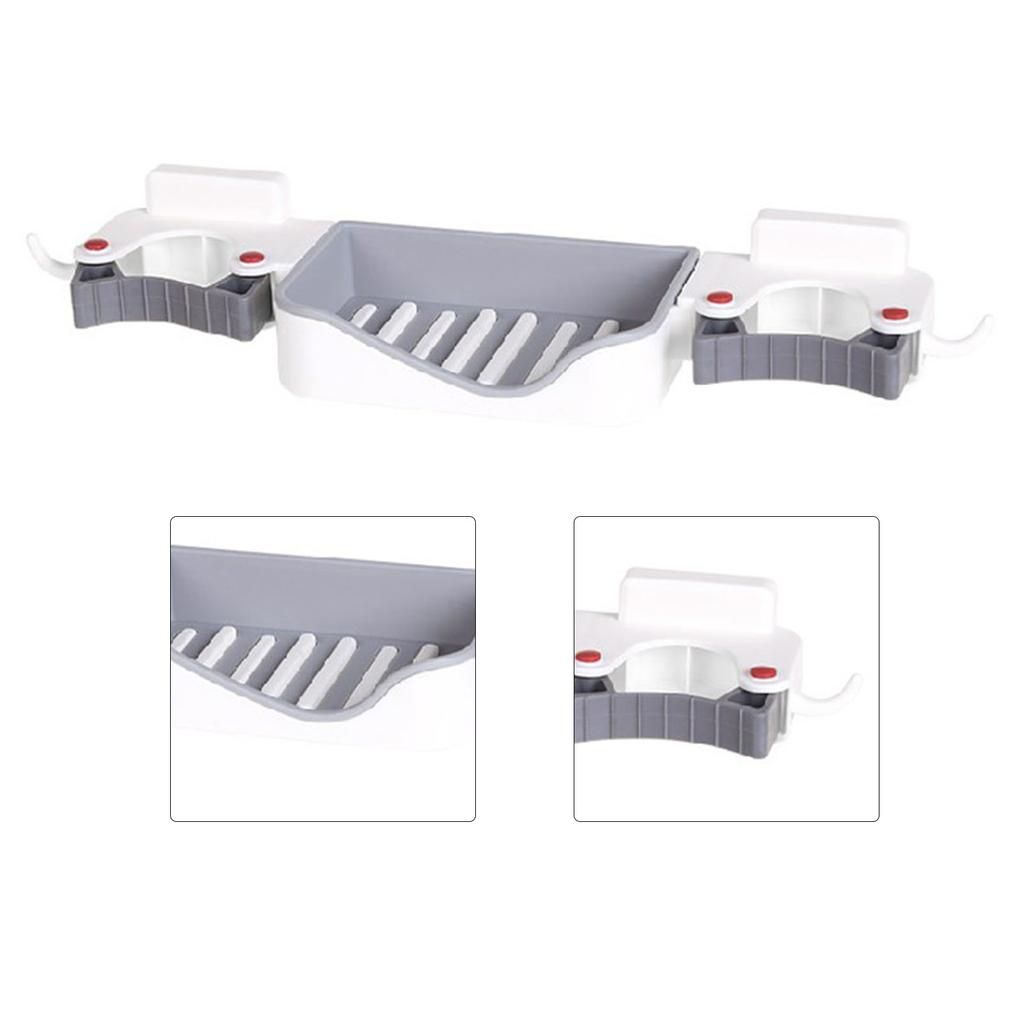 3 In1 Mop Soap Holder Household Mop Clip Wall Mount Hook Bathroom Drain Rack Soap Holder Broom Card Holder for Kitchen