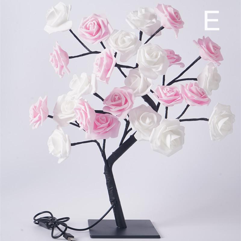 LED Table Lamp Light Rose Flower Tree USB Decoration Party Children's Room Gift