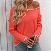 Women's Solid Color Pullover Round Neck Jump Color Core Yarn Long Sleeve Sweater Knit Sweater