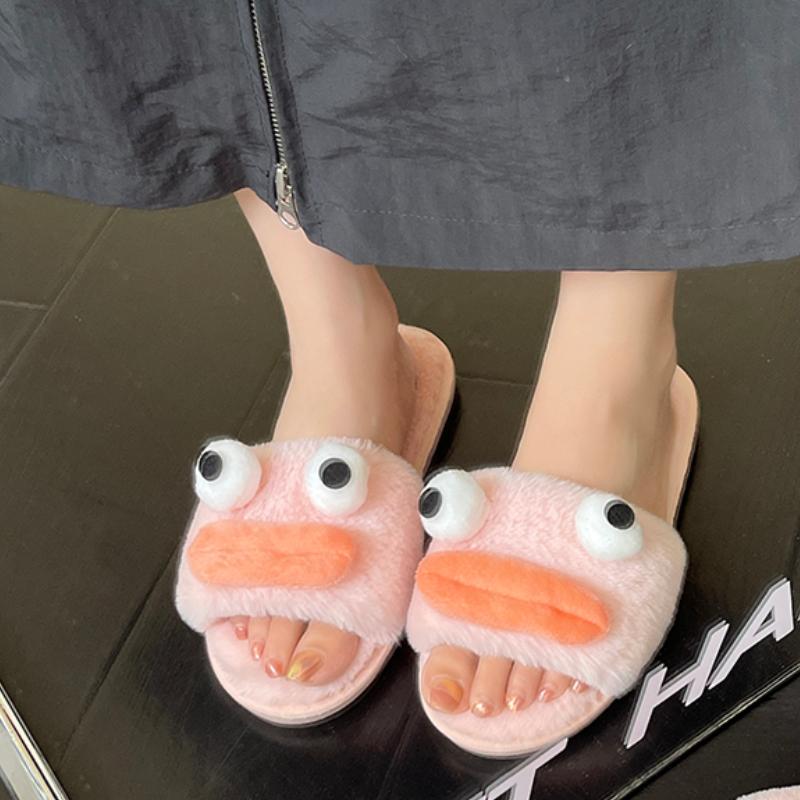 Модные зимние женские теплые и пушистые домашние тапочки из мультяшного хлопка с пушистым — фото 6