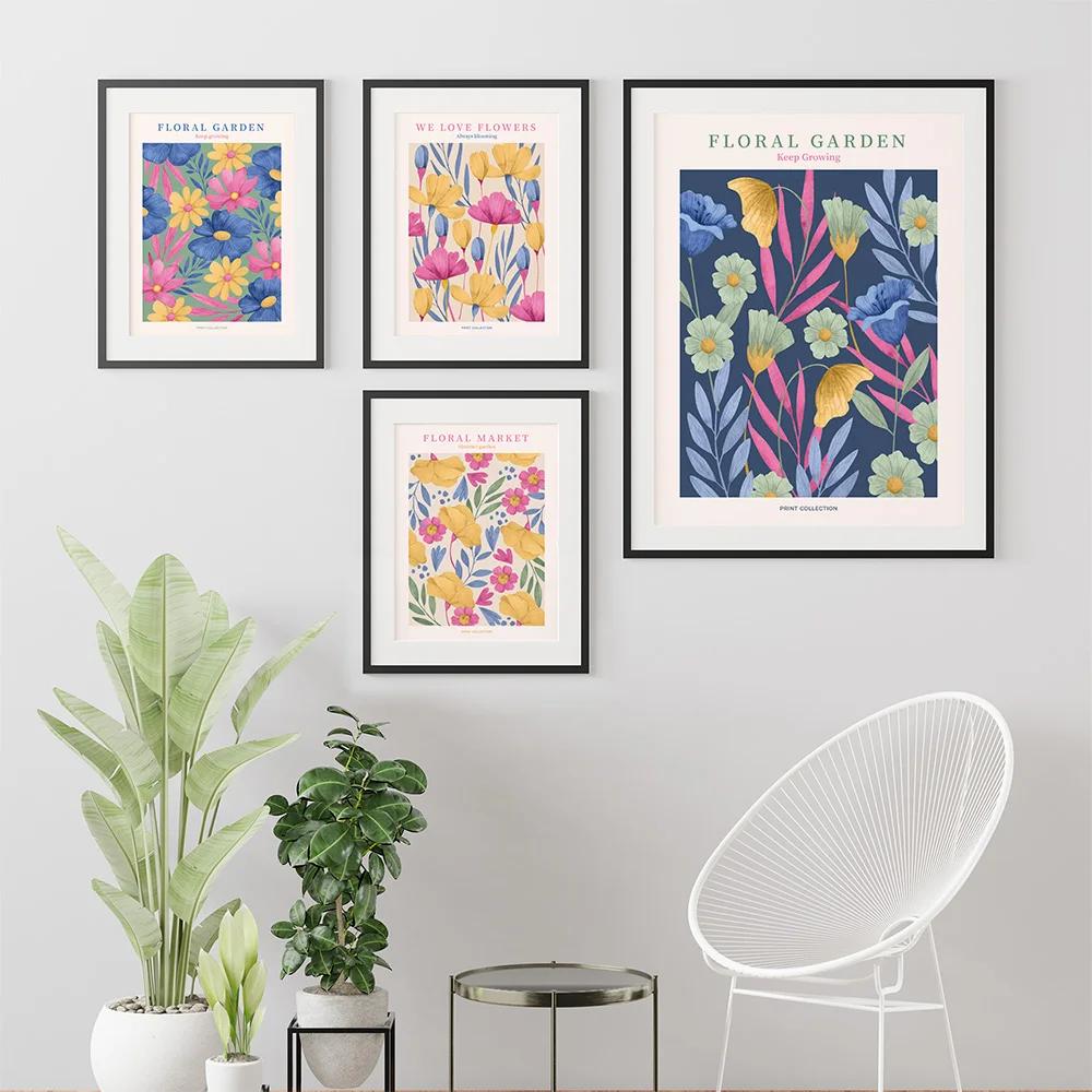 Flower Market Abstract Floral and Prints Modern Wall Art, Canvas Painting, Nordic Posters, Pictures for Living Room, Home Decor