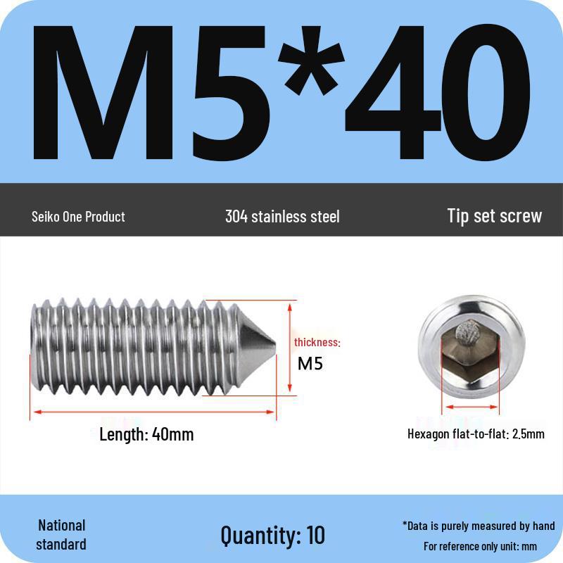 304 Stainless Steel Internal Hex Set Screw | Headless Grub Screw M2-M16
