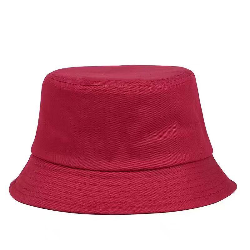 Sombrero de Pescador de Algodón Bordado Personalizado con Protección Solar - Color Sólido de Moda para Hombres y Mujeres
