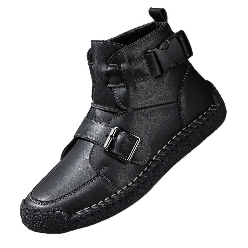 Leather shoes high-top handmade Martin boots retro spring and summer casual short boots