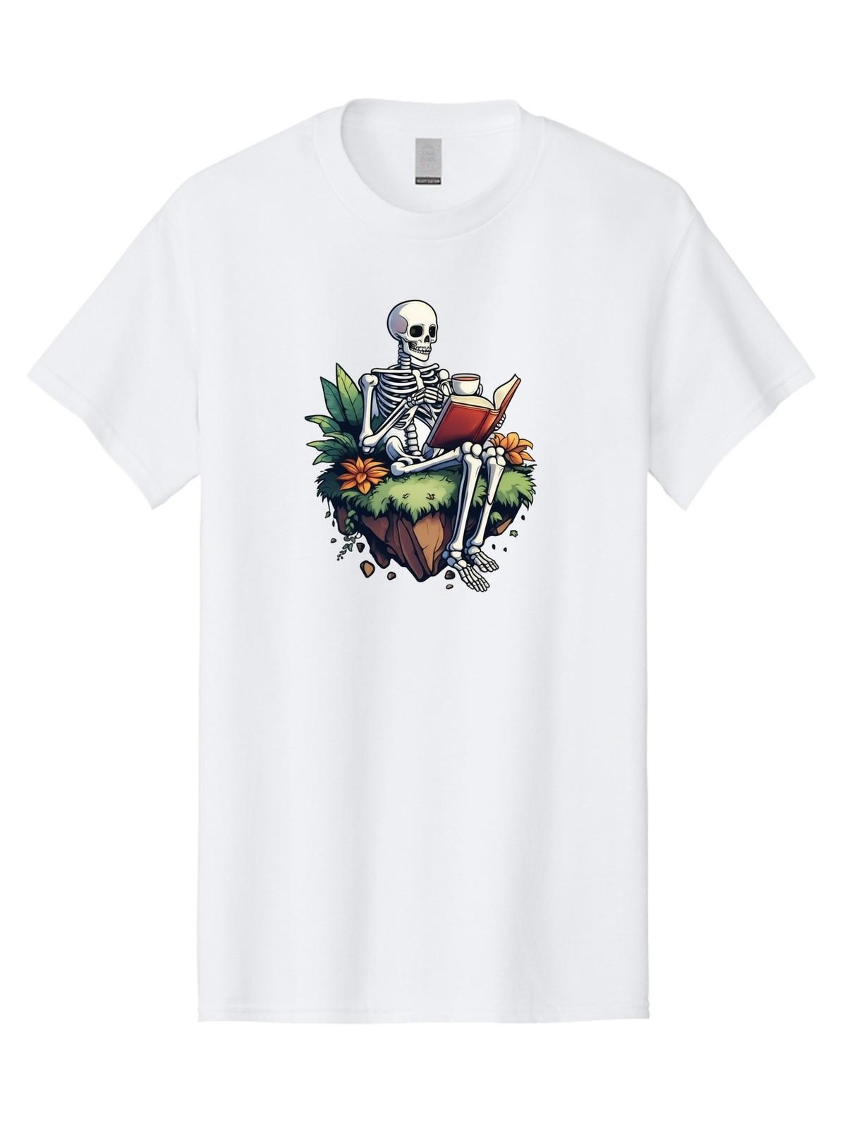 Skeleton-Reading Mens Graphic Tee,100% Cotton,Casual Summer Wear S
