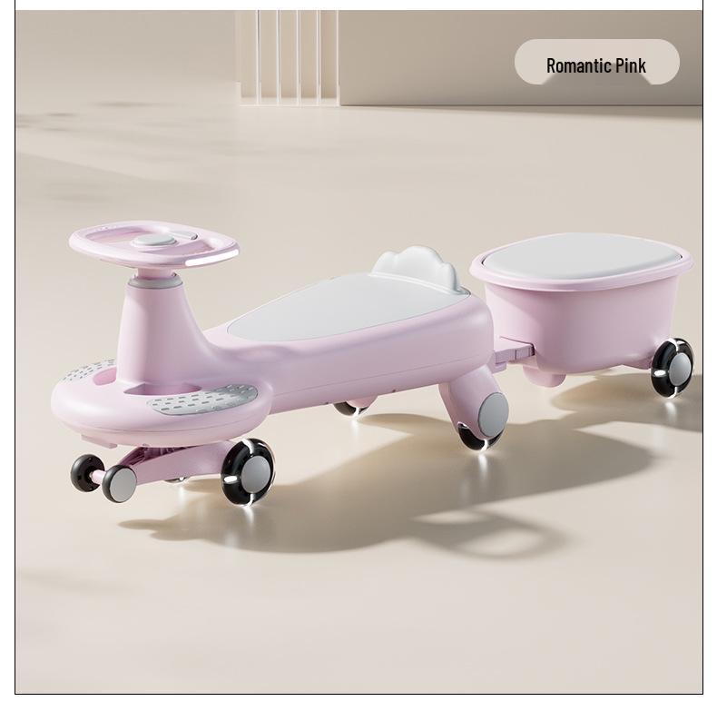 Silent Anti-Rollover Twist Car for Ages 1-3, Adult-Friendly Toddler Ride-On Toy.