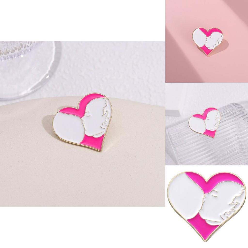Stylish Enamel Heart Shaped Brooch Creative Alloy Badge For Bags And Accessories